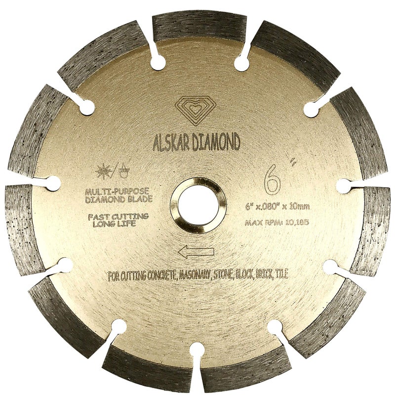 ALSKAR DIAMOND (2 Pack) ALSKAR DIAMOND ADLSS 6 inch Dry or Wet Cutting General Purpose Power Saw Segmented Diamond Blades for Concrete Stone Brick Masonry (6" - 2 pcs) - Image 2
